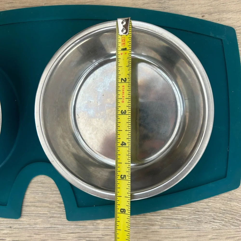 PETCO Every Yay Teal Silicone Double Puppy Stainless Steel Bowls